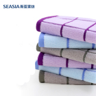 新亚 34×34cm 纯棉苏伦格子毛巾套装三件套（紫色+蓝色+灰色）3件/套 1套